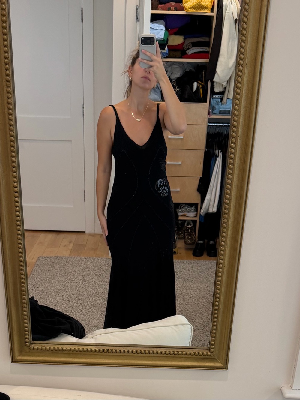 Black V-Neck Maxi Dress with Thin Straps